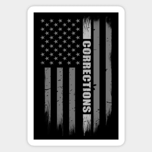 Thin Silver Line Flag Correctional Officer Magnet